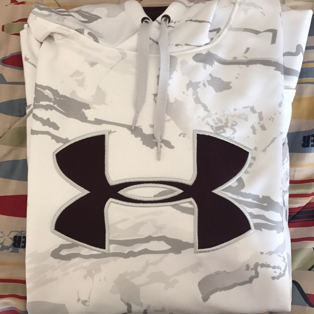 Under Armour White and Maroon camo hoodie